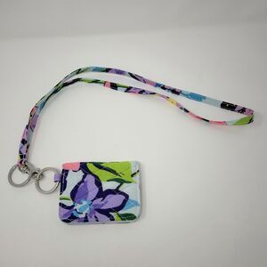 Vera Bradley Marian Floral Quilted Lanyard ID Holder Wallet Key Ring EXCELLENT